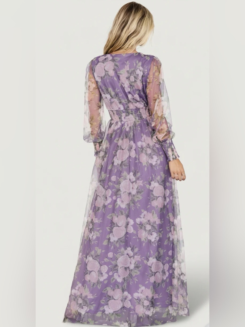 Baltic Born Layla Tulle Maxi Dress Purple Floral Sheer Romantic Wedding XL - Picture 4 of 15